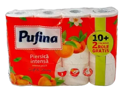 Pufina lux hartie igienica piersica 3str 12 role