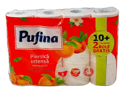 Pufina lux hartie igienica piersica 3str 12 role