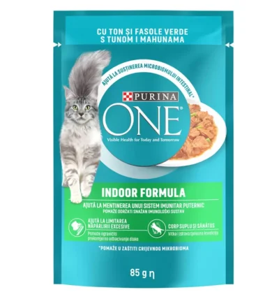 PURINA ONE HRANA PISICI ADULTE TON/FASOLE VERDE IN SOS PLIC 85GR