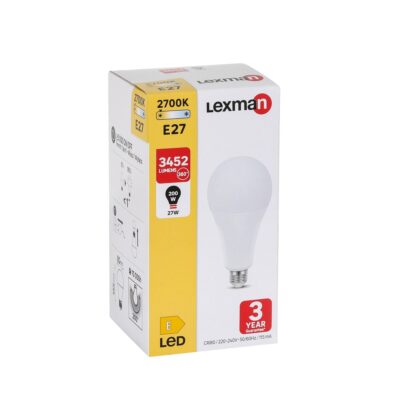 Bec LED Lexman, E27, A80, 27 W, alb cald, 2700K