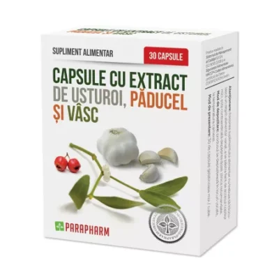 Capsule cu extract de usturoi, păducel şi vâsc, 30cp