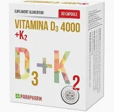 Vitamina D3 4000 + K2, 30 cp