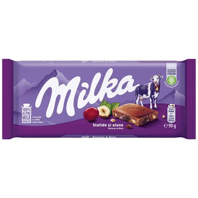 Milka Ciocolata Stafide si Alune 90 g